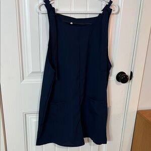 Navy Sleeveless romper with pockets